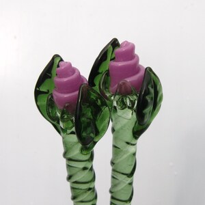 Purple rose glass hair sticks