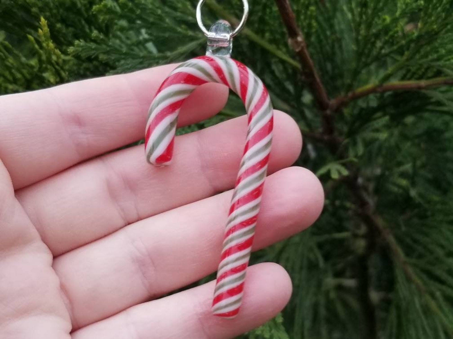 Glass Candy Cane Ornament Christmas Tree Ornaments Etsy