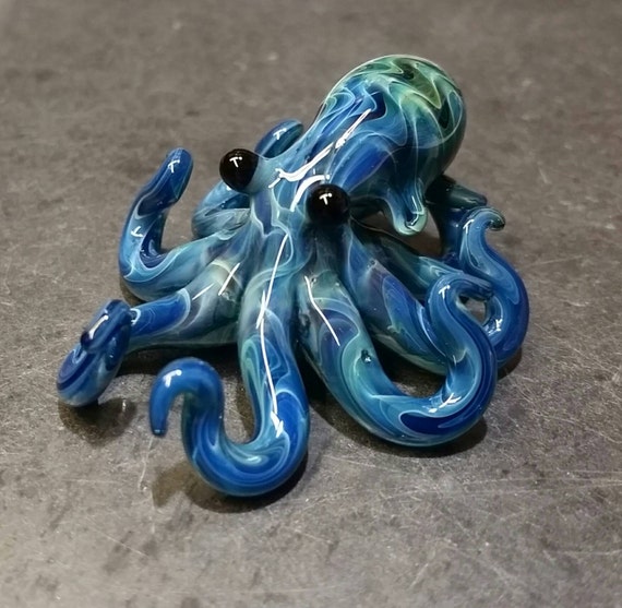 Small Glass Octopus Pendant Electric Blue - Etsy