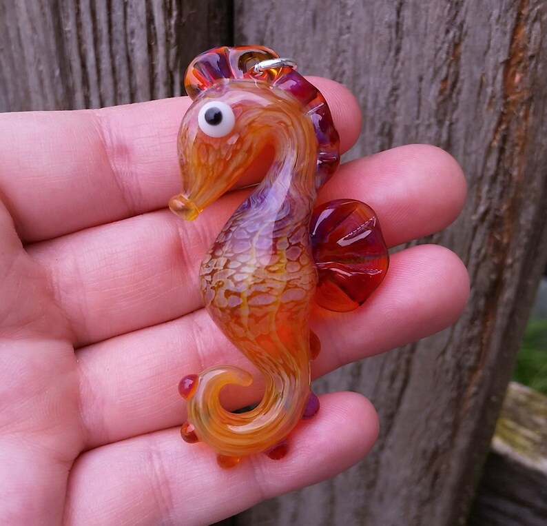 Glass Seahorse Pendant Etsy