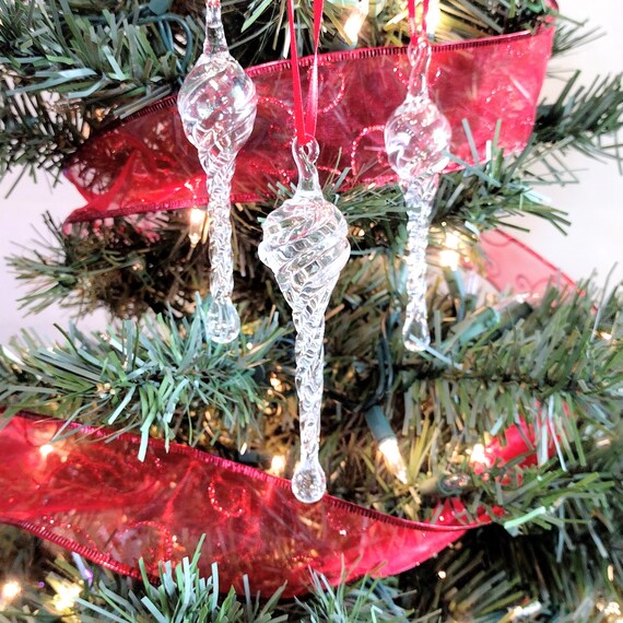 手吹きガラスのクリスマスオーナメント - クリア - Etsy 日本