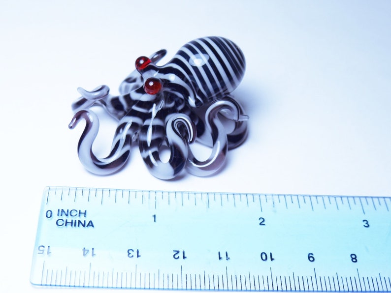 Glass Octopus Pendant Zebra Striped Etsy