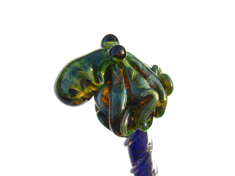 Exotic Green Glass Octopus HairStick image 2