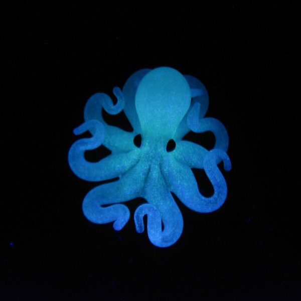 Aqua Blue Glow in the Dark Octopus Pendant