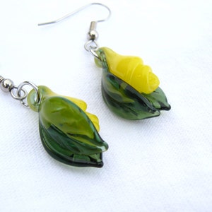 Yellow Rose Earrings image 1