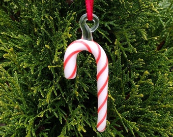 Glass Candy Cane Ornament - Christmas Tree Ornaments