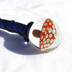 Mushroom Marble Hairstick Red Spotted