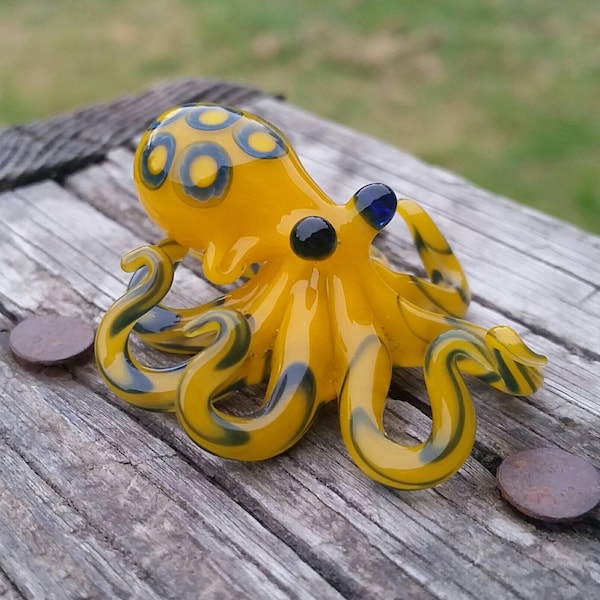 Blue Ringed Octopus Glass Pendant