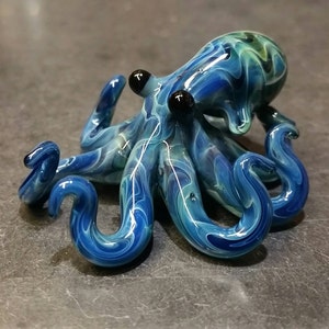 Small Glass Octopus pendant Electric Blue