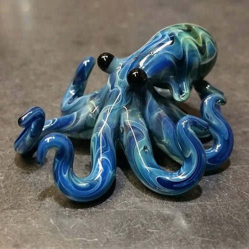 Small Glass Octopus Pendant Electric Blue Etsy