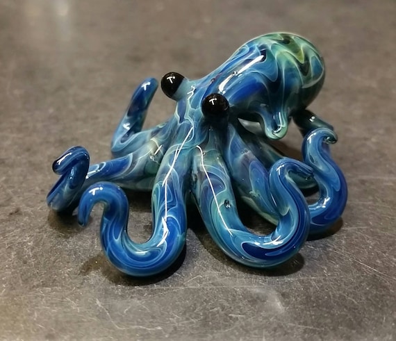 Small Glass Octopus Pendant Electric Blue - Etsy