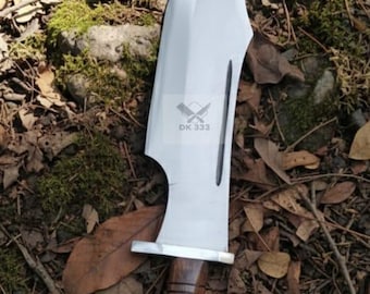 Handmade High Carbon Steel Bowie Knife: Rosewood Handle, Leather Sheath