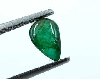 Natural Zambian Emerald Smooth Cabochon Loose Gemstone Pear Shape Stone For Jewelry Making