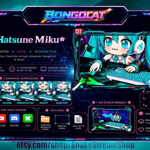 BongoCat Hatsune Miku for OBS Studio | Voice Reactive PNGTuber | Anime Stream Asset | Twitch Overlay | VTuber