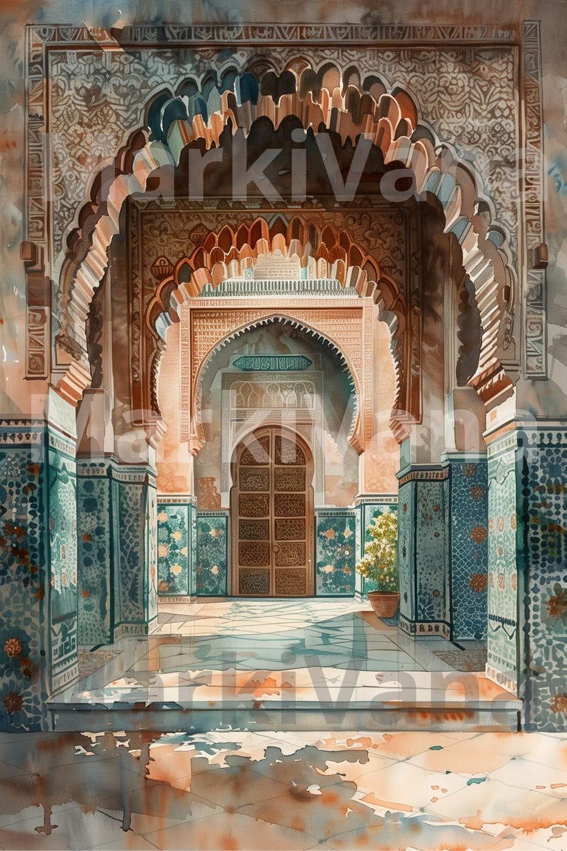Andalusian Architecture Printable Wall Art – Moroccan Moorish Arches ...