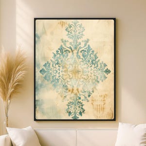 Turquoise & Gold Oriental Pattern Printable – Japandi Islamic-Inspired Decor – Digital Download