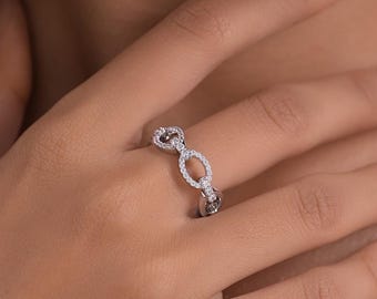 Dainty Sterling Silver CZ Eternity Link Ring
