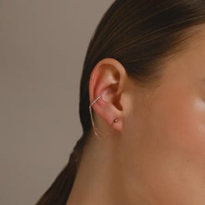 Minimalist Chain Earrings, Diamond Ear Cuff, Designer Lab Diamond Earrings, Jewelry for Women, Half Eternity Ear Cuffs, Bridal Jewelry Gift
