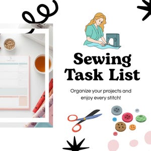 Printable Sewing Task List Planner | Sewing Project Tracker & Checklist PDF Download