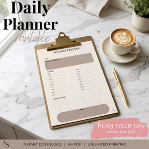 Planificador diario minimalista / PDF imprimible / Descarga instantánea