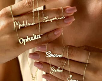 Custom Name Necklace, 18K Gold Plated Name Necklace, Personalized Name Necklace, Birthday Gift for Her, Mother’s Day Gift, Gift for Mom