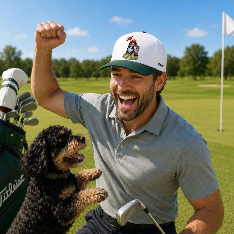 Custom Embroidered Dog Golf Cap - Personalized Pet Portrait Hat From Photo - Dog Dad Golf Gift For Men, Dad, Husband image 6