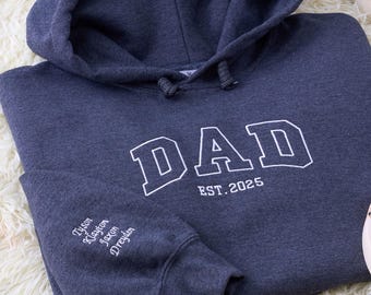 Personalized Dad Hoodie – Custom Embroidered Kids' Names, Father's Day Gift