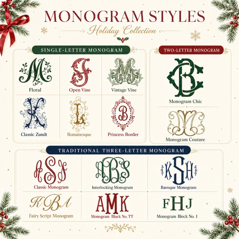 Personalized Christmas Tree Wreath Sash - Embroidered Christmas Monogram Sash - Holiday Front Door Decor image 13