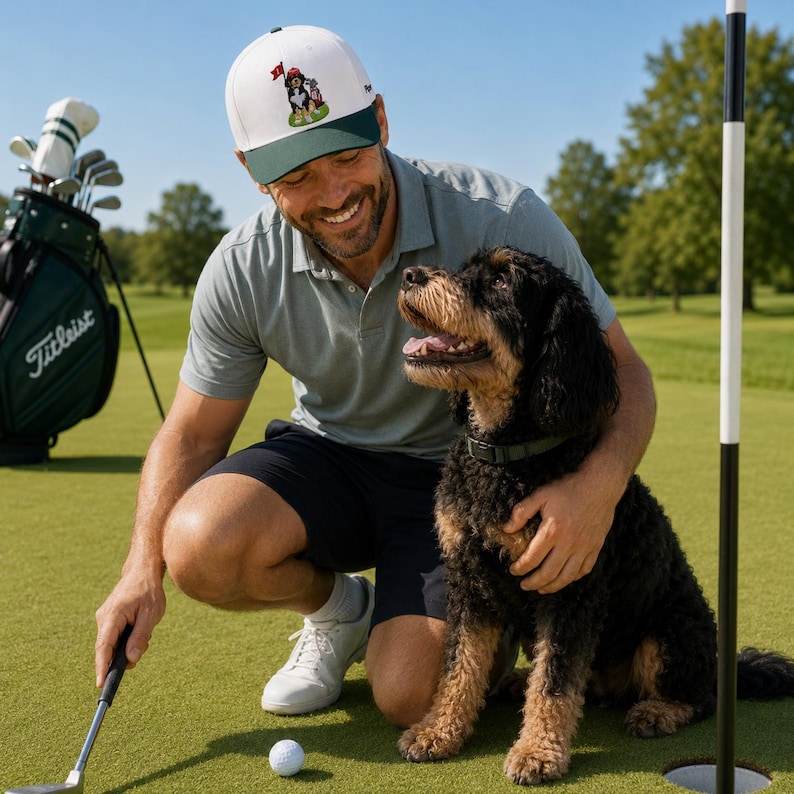 Custom Embroidered Dog Golf Cap - Personalized Pet Portrait Hat From Photo - Dog Dad Golf Gift For Men, Dad, Husband image 7