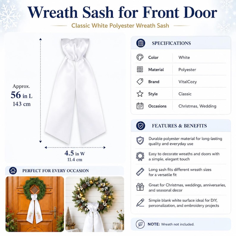 Personalized Christmas Tree Wreath Sash - Embroidered Christmas Monogram Sash - Holiday Front Door Decor image 12