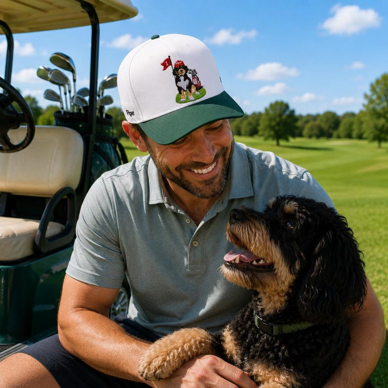 Custom Embroidered Dog Golf Cap - Personalized Pet Portrait Hat From Photo - Dog Dad Golf Gift For Men, Dad, Husband image 11
