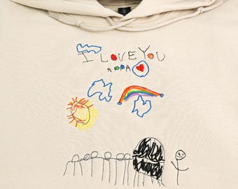 Custom Embroidered Kids Drawing Hoodie – Personalized Art Gift