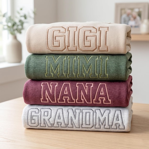 Personalized Grandma Sweatshirt With Grandkids Names - Embroidered Nana Gigi Sweatshirt - First Time Grandma Gift, Mother's Day Gift