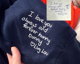 Custom Embroidered Valentine Sweatshirt With Handwriting - Handwriting Couple Hoodie - Personalized Message Sweatshirt - Anniversary Gift