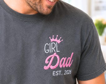 New Dad Gift From Sister - Embroidered Girl Dad Shirt With Kids Name - Expecting Dad Shirt - Fathers Day Shirt - Pregnancy Reveal To Dad