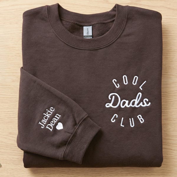 Embroidered Cool Dads Club Sweatshirt with Kids Names - Personalized Best Dad Ever Gift for Husband