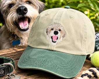 Custom Pet Portrait Hat Embroidered - Personalized Hat with Dog Photo -  Pet Parent Gifts, Dog Mom or Dog Dad Gift
