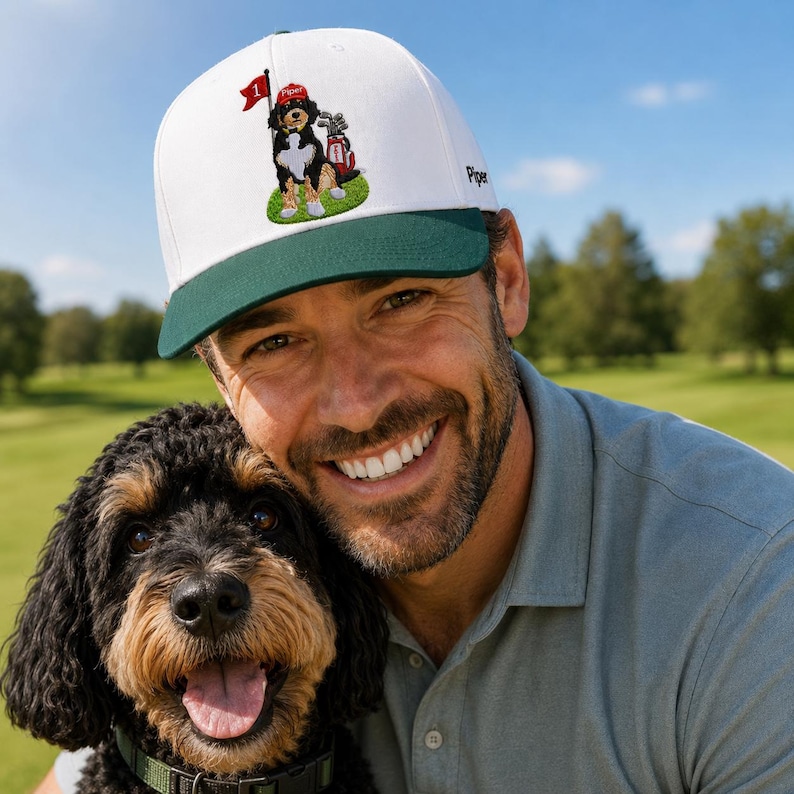 Custom Embroidered Dog Golf Cap - Personalized Pet Portrait Hat From Photo - Dog Dad Golf Gift For Men, Dad, Husband image 5