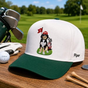 Custom Embroidered Dog Golf Cap - Personalized Pet Portrait Hat From Photo - Dog Dad Golf Gift For Men, Dad, Husband image 1