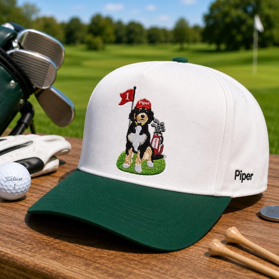 Custom Embroidered Dog Golf Cap - Personalized Pet Portrait Hat From Photo - Dog Dad Golf Gift For Men, Dad, Husband