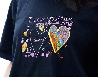 Custom Embroidered T Shirts With Kid Drawings, Child Artwork Sweatshirt For Mom, Mother's Day Gift From Daughter