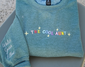 Personalisierter The Cool Aunt bestickter Pullover - Tante Baby Ankündigung - Befördert zu Tante Geschenk