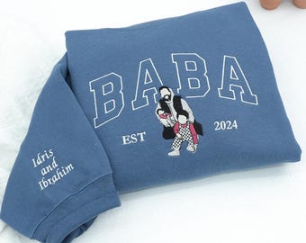 Fathers Day Gifts for Dad - Custom embroidered Baba Photo Hoodie - Personalized Sweatshirt for New Dad - Dad Of Boys Gift