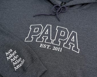 Custom Embroidered Papa Hoodie - Personalized Dad Hoodie with Names - Superdad Hoodie - Daddy Hoodie - Birthday Gift for Dad