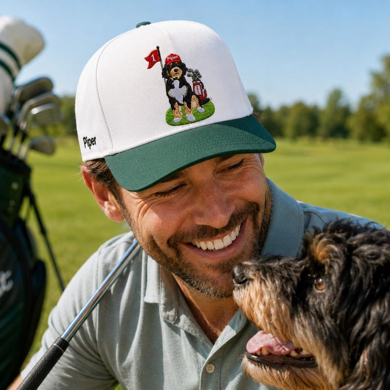 Custom Embroidered Dog Golf Cap - Personalized Pet Portrait Hat From Photo - Dog Dad Golf Gift For Men, Dad, Husband image 9