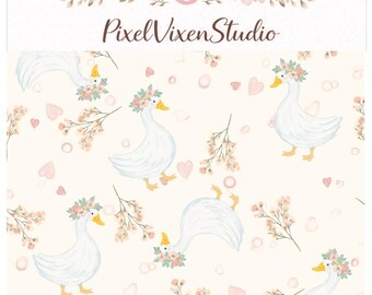 Floral Goose Seamless Pattern