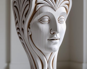 Ménsula de madera tallada a mano con cara de dama clásica