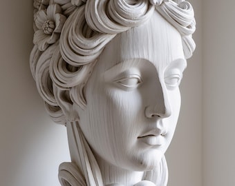 Ménsula de madera tallada a mano con cara de dama clásica