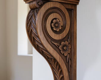Ménsula decorativa tradicional de madera maciza