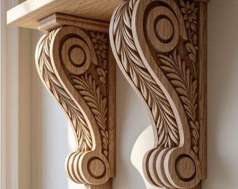Handcrafted Wooden Corbel: Decorative Wall & Furniture Support
